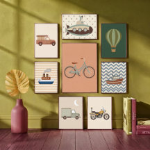 Transport Kids Room Nursery Wall Art Collection