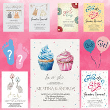 He or She Gender Reveal Party Invitation