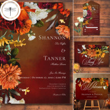 Dark Elegant Summer Sunset Floral Wedding