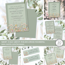 Wildflower Elegant Sage Green Floral Wedding