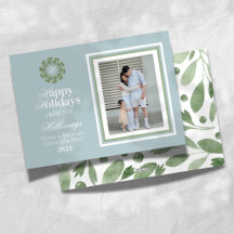 Watercolor Wreath Blue Script Holiday Collection