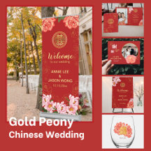Chinese Wedding Gold Peony Theme