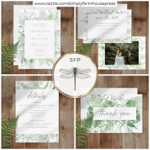 Watercolor Greenery Fern Rustic Wedding