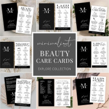 Minimalist Beauty Salon Care Cards