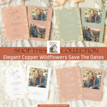 Elegant Copper Wildflowers Script Save The Dates