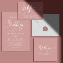 Dusty Rose Pink Modern Minimalist Script Wedding
