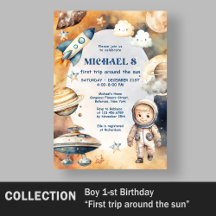 Space Galaxy First Trip Around the Sun Birthday 