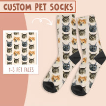3 Cat And Dog Face Personalized on Socks