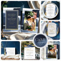 Abstract Wedding Collection   Navy Blue Gilded