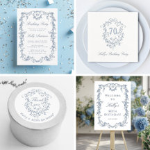 Classic French Blue Floral Birthday Party Suite
