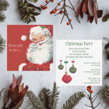 Vintage Santa Claus Christmas Party Invitations