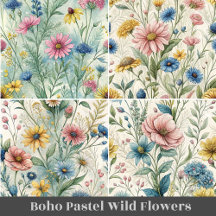 Boho pastel Wild Flowers Home Decor