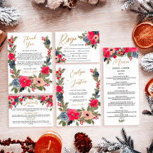 Rustic Elegant Winter Floral Watercolor Wedding
