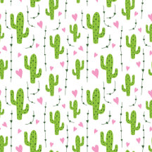 Cute cactus with hearts in green
