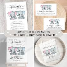 Elephant Little Peanuts Girl Boy Twins Baby Shower