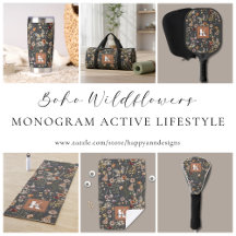 Boho Wildflowers Monogram Active Lifestyle 