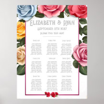Blooming Love Invites- Seating Plan coloured Roses
