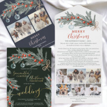 Rustic green pine red Christmas watercolor