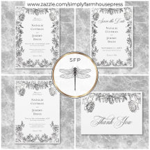 Vintage Black & White Tapestry Floral Wedding