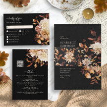 Fall Black Terracotta Floral and Leaves Wedding
