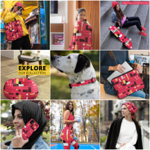 Red Background Geometric Shapes Pattern Art