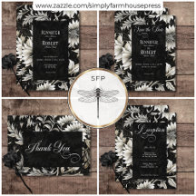 Dark Gothic Vintage Black & White Floral Damask