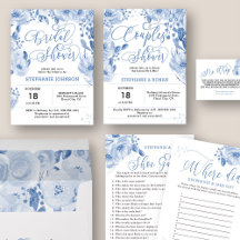 Dusty Blue Watercolor Floral Bridal Shower