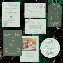 Simple Boho Floral Sage Green Wedding Suite