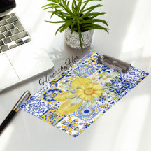 Mosaic Blooms in Blue and Yellow 