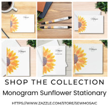 Monogram Sunflower Stationery Collection.