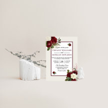 Burgundy Red White Floral Wedding