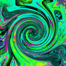 Groovy Abstract Retro Green and Magenta Swirl