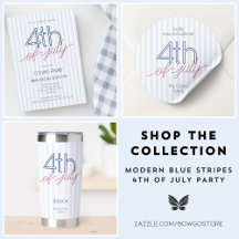 Modern Blue Stripes 4th of July Summer Party