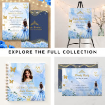 Topselling Blue Gold Quinceañera Birthday 