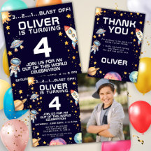 Modern Space Rocket Ship Boy Birthday Party