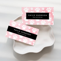 White Paws, Pink Watercolors Business Cards