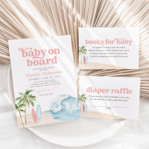 Pink Baby on Board Surf Baby Shower