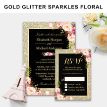 Invitation Suite: Gold Glitter Sparkles Floral
