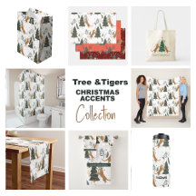 Christmas Christmas Tree & Cute Tiger Pattern