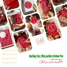 Red Shiny Text, I Wish you Merry Cristmas Tree 