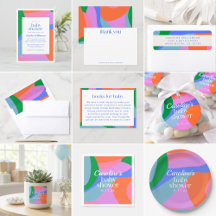 Bright Colorful Abstract Modern Baby Shower Suite