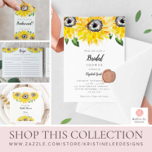 Sunflower Bridal Shower Script Watercolor Elegant
