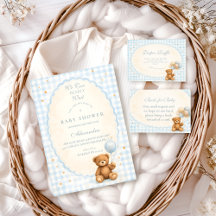 Blue Gingham Teddy Bear Baby Shower