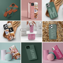 Modern photo collage black initial monogram