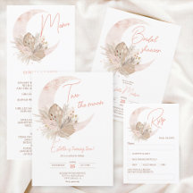 Chic boho rustic pampas floral moon