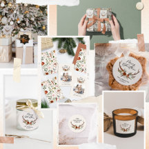 stag rustic foliage script merry christmas 