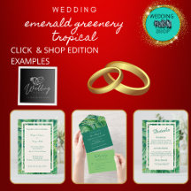 emerald greenery tropical wedding collection