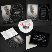 Elegant Black & White Funeral Memorial 