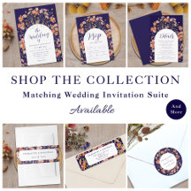Boho Fall Wildflower Floral Navy Blue Wedding