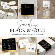 Jewelry Boutique Branding Labels Black White Gold